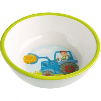 Haba kom tractor junior 15,5 cm melamine wit/groen