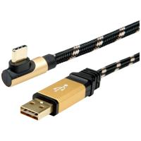 ROLINE GOLD USB 2.0 Kabel, USB A Male reversible - USB C 90° Male, 1,8 m - thumbnail