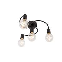 QAZQA - Modern Smart plafondlamp zwart incl. 4 Wifi G95 - Facil | Woonkamer | Slaapkamer | Keuken - Staal - E27 Geschikt voor LED - Max. 3 x 7 Watt