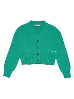 Marni Kids cardigan à finitions usées - Vert