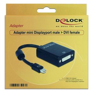 DeLOCK Adapter mini Displayport 0,18 m mini Displayport 20-pin M DVI-I 24+5 FM Zwart