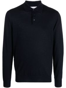 Cruciani fine-knit long-sleeved polo shirt - Bleu