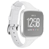 By Qubix - Compatible met Fitbit Versa 1/2 & Lite bandje TPU leer - Wit - Compatible fitbit bandje