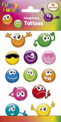 Funny Products kindertattoos Funny Faces junior papier 12 stuks Funny Products kindertattoos Funny Faces junior papier 12 stuks