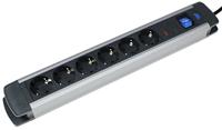 as - Schwabe 18366 6-Weg Aluminium Overspanningsbeveiliging Stekkerdoos met Schakelaar, 230 V, Wit