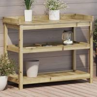 Oppottafel met schappen 108x45x86,5 cm geïmpregneerd hout