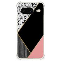 Google Pixel 8 Shockproof Case Zwart Roze Vormen