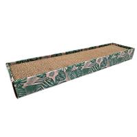 Croci Kattenkrabpaal van karton, 2-laags, met antislip voeten, incl. kattenmunt, palmen, 48 x 12,5 x 5 cm