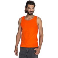 Oranje casual tanktop/singlet voor heren