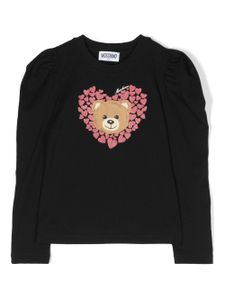 Moschino Kids t-shirt en coton à logo Teddy Bear - Noir