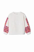 Sweatshirt pofmouwen borduursels - WHITE - M - thumbnail