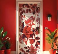 Roze vintage bloemenmuurschildering deursticker