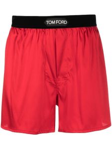 TOM FORD boxer en soie à taille à logo - Rouge