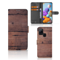Samsung Galaxy A21s Book Style Case Old Wood