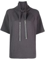 Fabiana Filippi hoodie nervuré à manches courtes - Gris