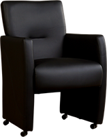 Leren eetkamerfauteuil pleasure 170 zwart, zwart leer, zwarte keukenstoelen