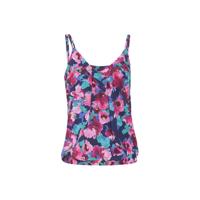 Cassis top met bloemenprint roze/groen/blauw