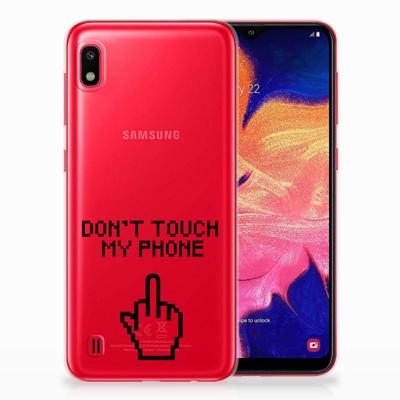 Samsung Galaxy A10 Silicone-hoesje Finger Don't Touch My Phone Samsung Galaxy A10 Silicone-hoesje Finger Don't Touch My Phone