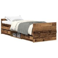 vidaXL Bedframe zonder matras bewerkt 90x190 cm bewerkt hout oud, slaapkamermeubels, bedbodem, eenpersoonsbed, bed, bedstee, opbergbed, bed met lade