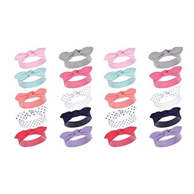 Hudson Baby Infant Girl Cotton and Synthetic Headbands, Bright Colors 20-Piece, 0-24 Months