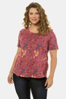 Ulla Popken T-shirt, classic, gevlamde jersey, knopenlijst - Grote Maten