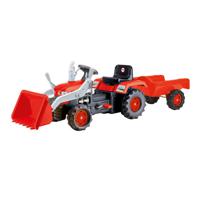 Dolu Traptractor met Aanhanger & Voorlader Rood/Zwart