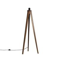 QAZQA Landelijke vloerlamp tripod walnoot hout - Tripod Classic