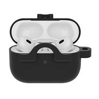 Otterbox Soft Touch-koptelefoonhoes voor AirPods Pro 1e gen 2019/2e gen 2022, schokbestendig, valbestendig, ultradun, kras- en krasbeschermhoes voor Apple AirPods, inclusief karabijnhaak, Zwart
