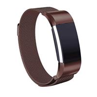 By Qubix - Compatible met Fitbit Charge 3 - Fitbit Charge 4 milanese bandje - Maat: Small - Bruin - Compatible fitbit bandje