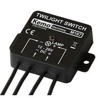 Kemo M197 Schemerschakelaar 12-28 V/DC, max. 5 A. Automatisch in- en uitschakelen bij schemering/daginbraak. Voor elke elektrische belasting zoals gloeilamp, motor of LED-lamp