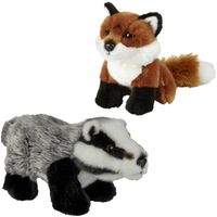 Knuffeldieren set vos en das pluche knuffels 18 cm