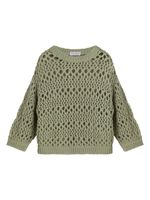 Brunello Cucinelli Kids pull en coton mélangé - Vert - thumbnail