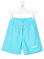 MSGM Kids short de bain à logo imprimé - Bleu