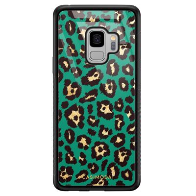 Samsung Galaxy S9 glazen hardcase - Luipaard groen