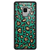 Samsung Galaxy S9 glazen hardcase - Luipaard groen