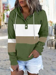 Casual Multicolor Panel Knit Long Sleeve Hoodie