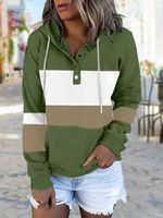 Casual Multicolor Panel Knit Long Sleeve Hoodie - thumbnail