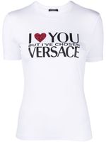 Versace t-shirt à slogan orné de cristal - Blanc