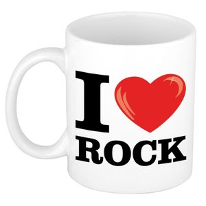 Cadeau I Love Rock muziek koffiemok / beker 300 ml   -