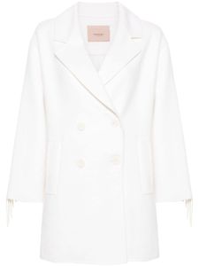 TWINSET manteau frangé à boutonnière croisée - Blanc