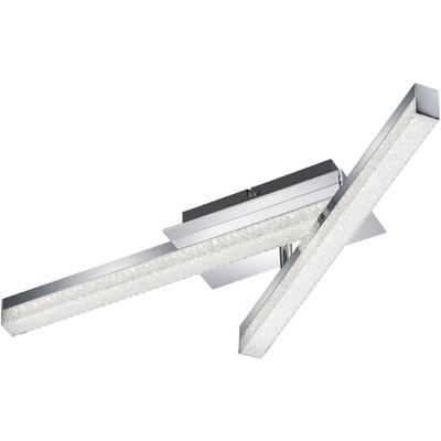 LED Plafondlamp - Plafondverlichting - Trion Aloany - 18W - Warm Wit 3000K - 2-lichts - Rechthoek - Glans Chroom - Aluminium