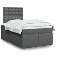 vidaXL Boxspring met matras stof donkergrijs 120x190 cm, boxspring, ledikant, bedframe, bed, boxspring bed, bedbodem, seniorenbed, senioren bed