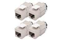 DIGITUS Keystone module Cat-6A afgeschermd - 4 stuks - RJ45 jack - 500 MHz 10GBase-T - AWG 26-22 - Ontwerp - Met vergrendelingshendel - Montage zonder gereedschap