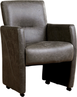 Donkergrijze leren moderne eetkamerfauteuil Pleasure - Vintage Leer Grey (donkergrijs leer) - thumbnail