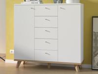 Commode DOVATO 2 deuren 5 lades wit/eik navarra
