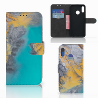 Honor 10 Lite Bookcase Marble Blue Gold - thumbnail