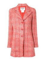 CHANEL Pre-Owned manteau ajusté à carreaux - Rouge