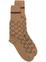 Gucci chaussettes à motif GG - Marron