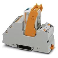 PHOENIX CONTACT RIF-2-RPT-LDP-24DC/4X21 voorgemonteerde relaismodule met push-in-aansluiting, relaissokkel, vermogenscontactrelais & beugel, 4 wisselaar contactuitvoering, 24 V DC ingangsspanning