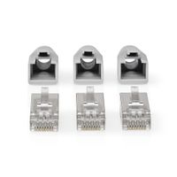 Nedis CCBW89370GY Rj45-connector Rj45 Pass Through Stevig/gesnoerd Ftp Cat6 Recht Verguld 10 Stuks Pvc Grijs / Wit / Zwart Doos